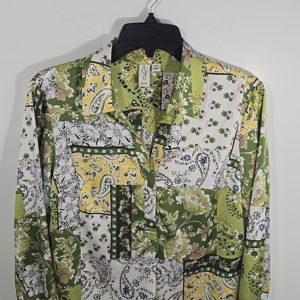 {Joie} Green Floral Popover Blouse Top - Size Small - Picture 5 of 16